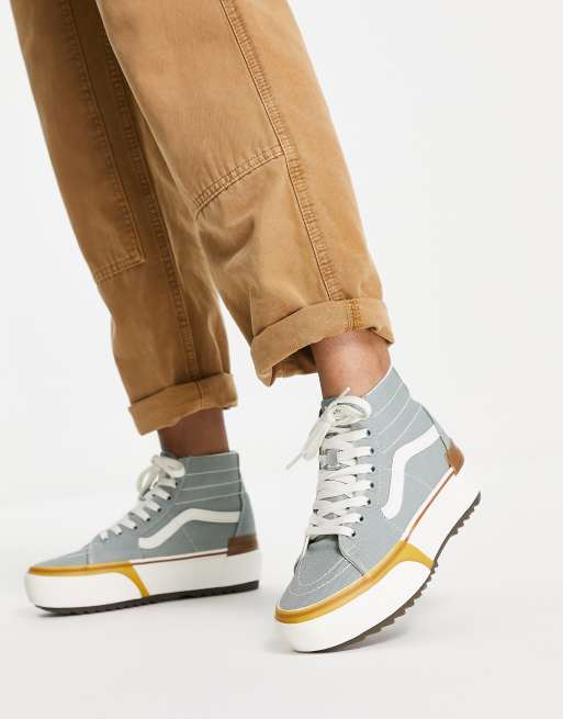 Vans SK8-Hi tapered Stacked canvas trainers in light green  