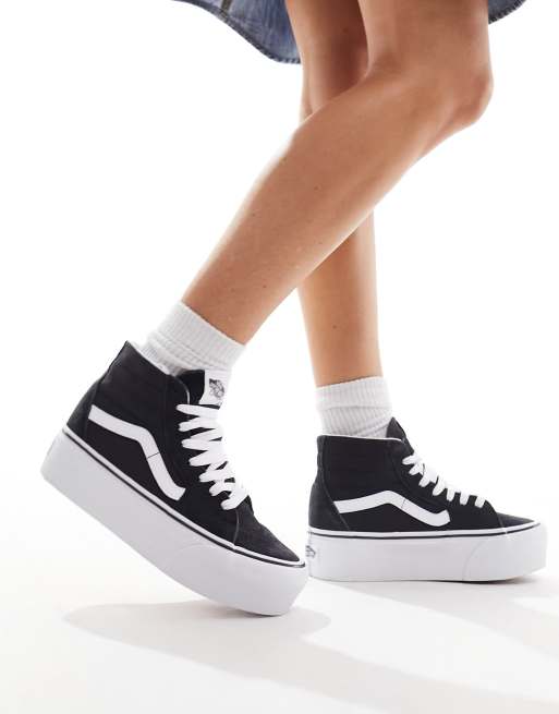 Vans – Sk8-Hi Tapered Stackform – Grå sneakers med staplad sula och högt skaft