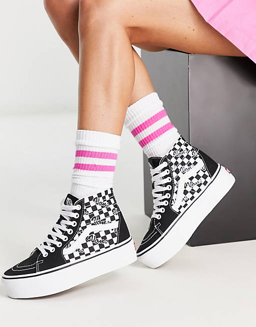 Vans - SK8-Hi Tapered Stackform - Sneakers a scacchi bianche e nere 