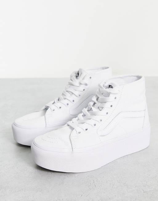 ontsnapping uit de gevangenis Literatuur Eenvoud Vans Sk8-Hi Tapered Stackform sneakers in triple white | ASOS