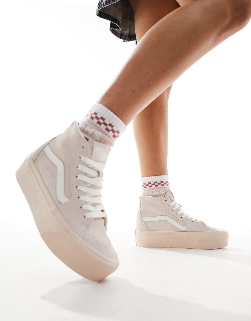 Vans Sk8-Hi Tapered Stackform trainers in all over light pink-Neutral