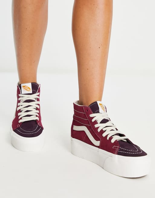 Vans SK8 Hi tapered Stackform trainers in burgundy   ASOS