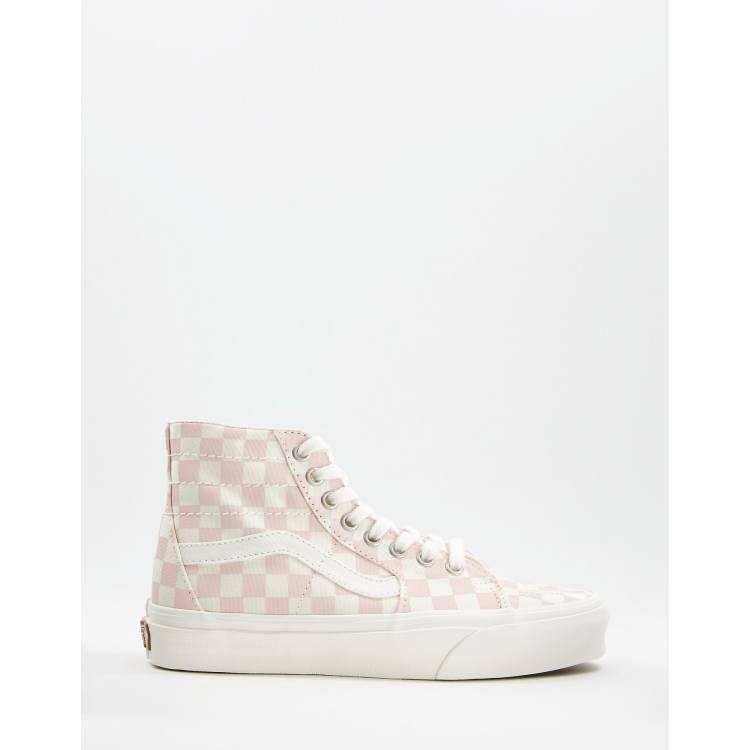 High top pink checkered on sale vans