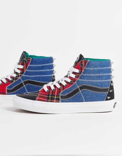 Vans sk8 hi red cheap and blue