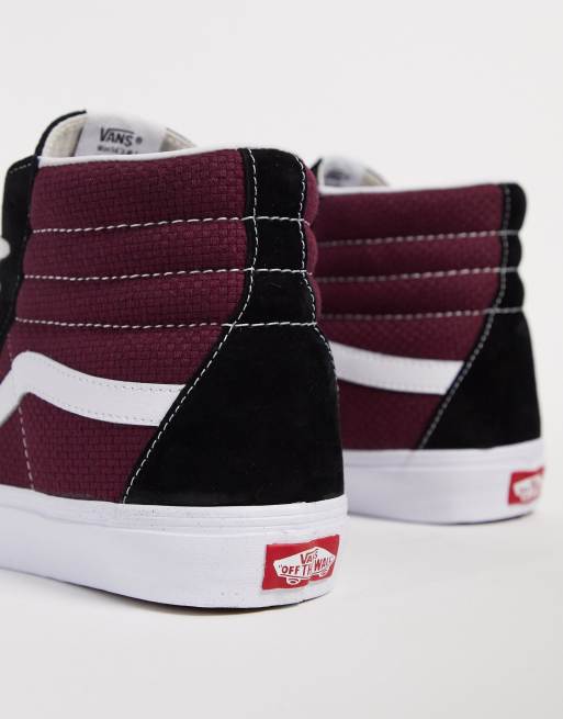 Vans sk8 hi on sale burgundy