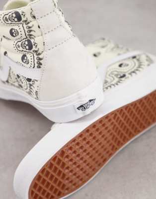 vans sk8 hi bandana white