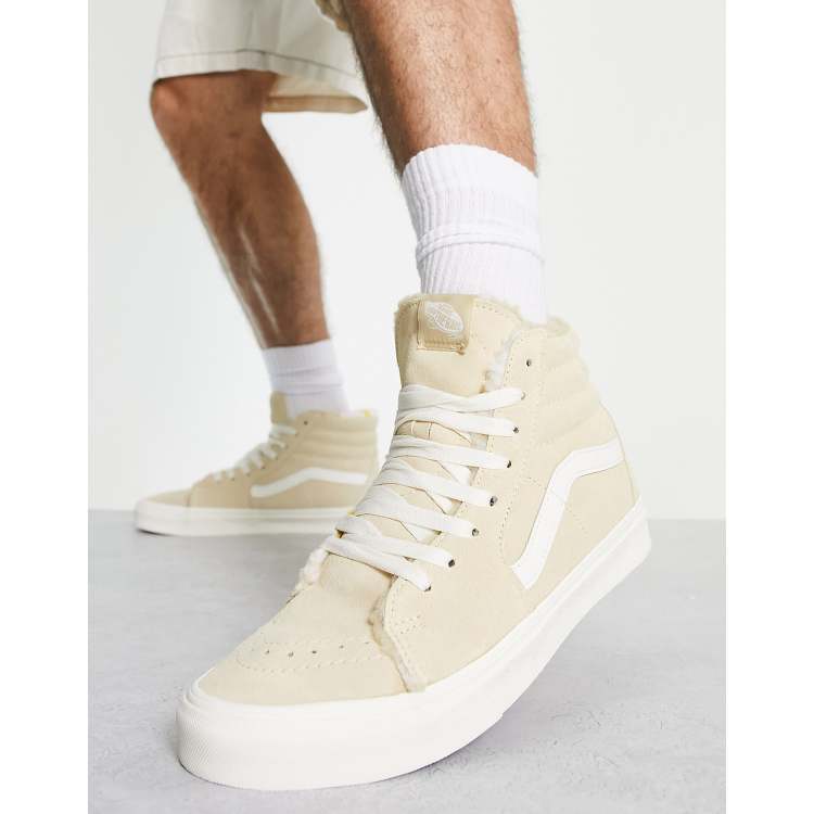 Beige vans sale with fur inside