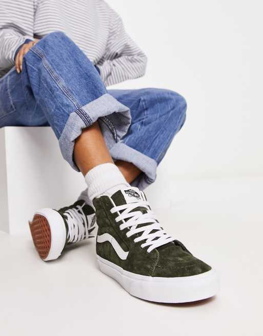Vans SK8-Hi trainers in green suede 
