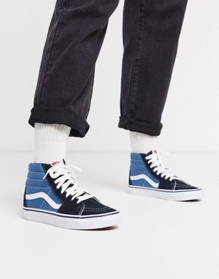 vans classic sk8 hi trainers in blue and black