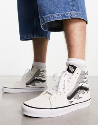 Vans SK8-Hi trainers in white with reflective flame print  - ASOS Price Checker
