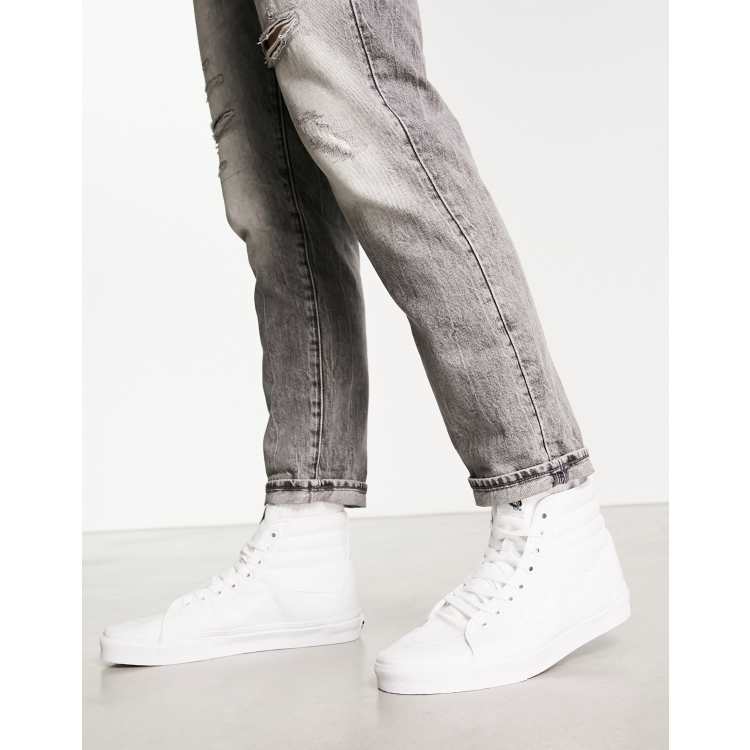 Vans white high top on sale sneakers