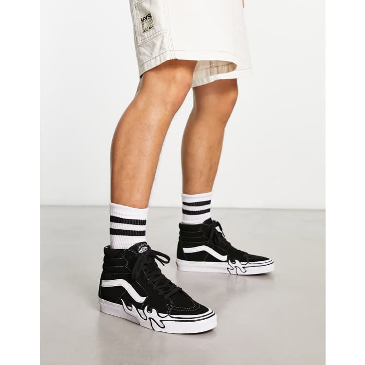 Vans SK8 Hi trainers with flame print in black ASOS