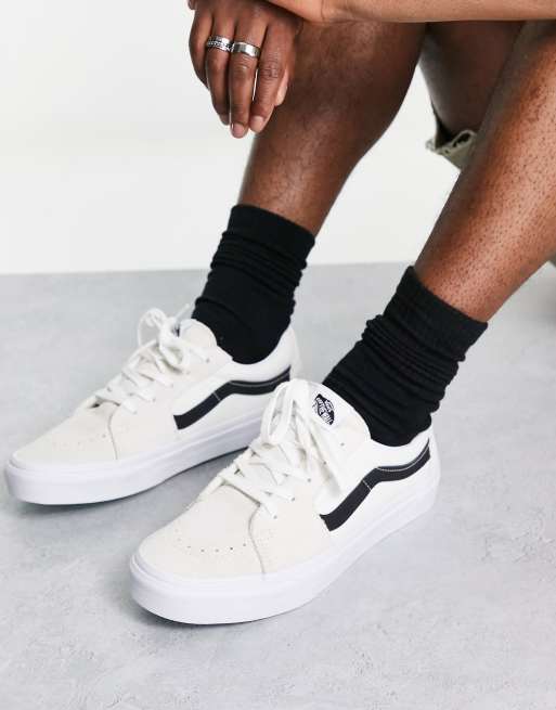 Vans - Sk8-Low - Baskets basses avec bande noire sur les côtés - Blanc 
