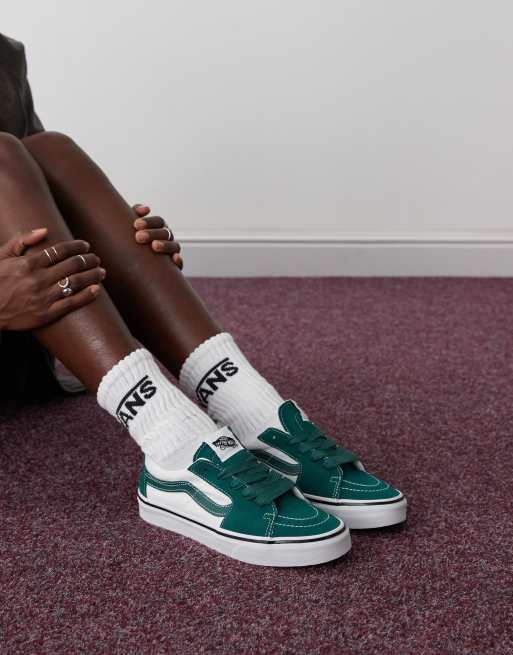 Vans - Sk8-Low - Baskets basses bicolores - Vert foncé et blanc