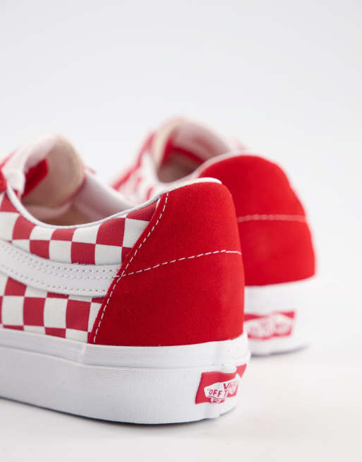 Red best sale checkerboard vans