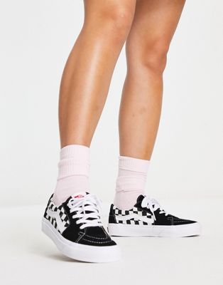 Vans SK8-Low checkerboard trainers in black/white
