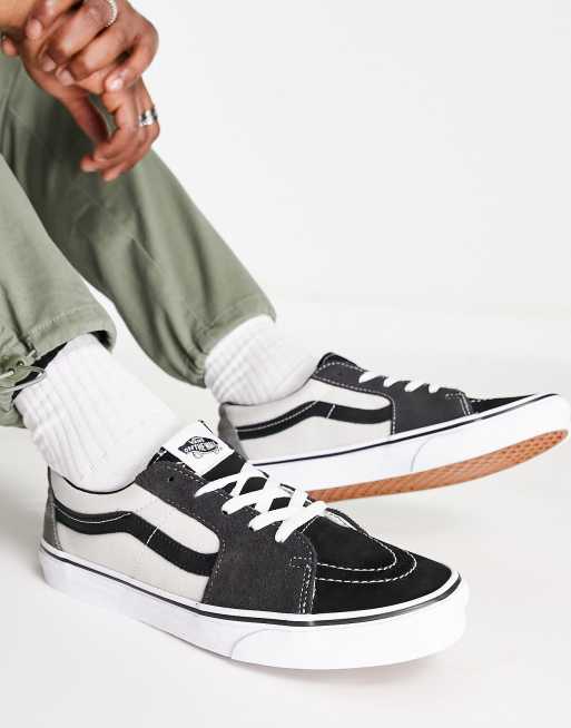 Vans Sk8-Low colourblock sneakers in white and navy 