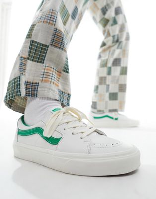 Vans Sk8-Low leather sneakers with green detail in white
