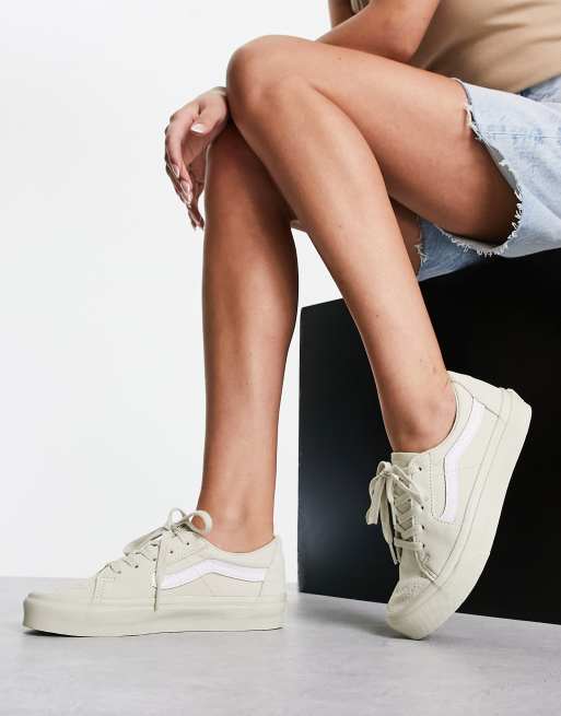 Vans – SK8-Low – Naturvita och vita sneakers 