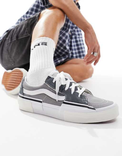 Grey and white striped on sale vans