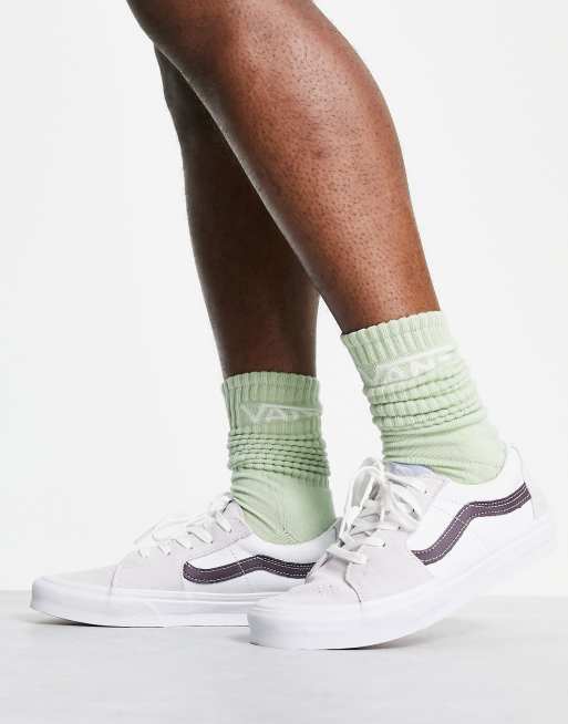 Vans Sk8-Low sneakers in white and brown 