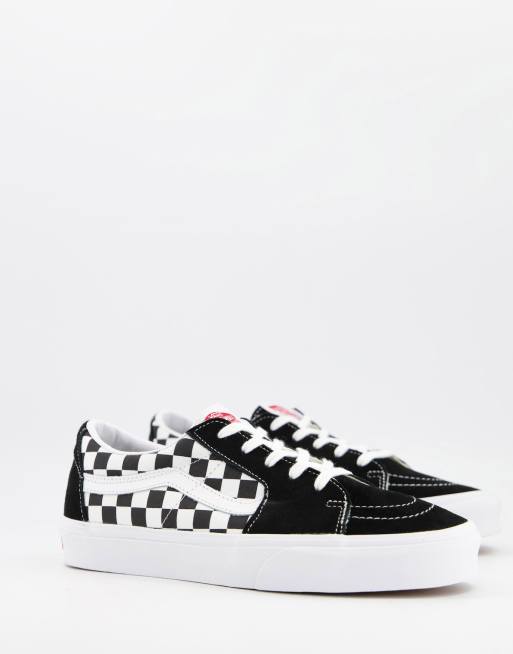 Vans - SK8-Low - Sneakers nere a scacchi in tela e camoscio 
