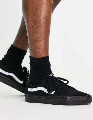 Vans SK8-Low trainers in black with white side stripe  - ASOS Price Checker