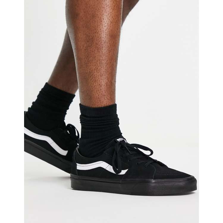 Vans SK8 Low trainers in black with white side stripe ASOS