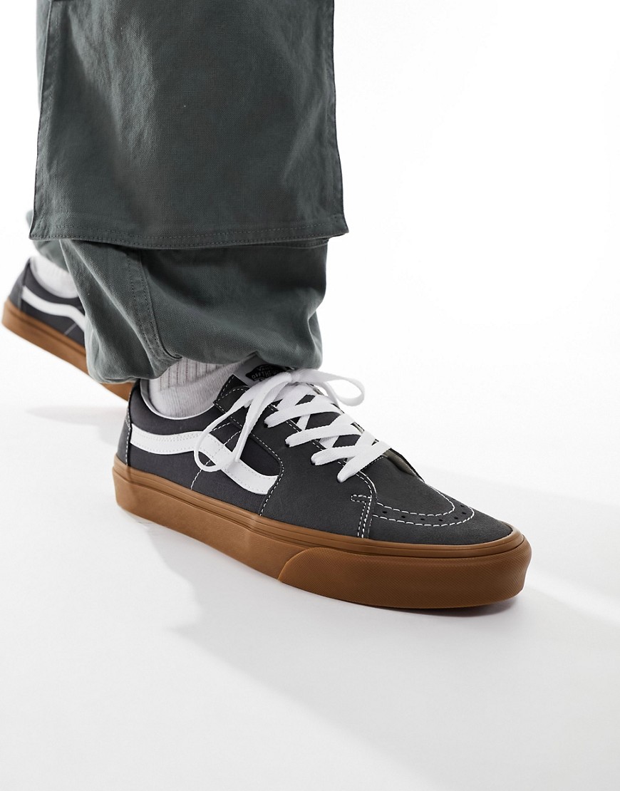Vans SK8-Low trainers in grey with gum sole