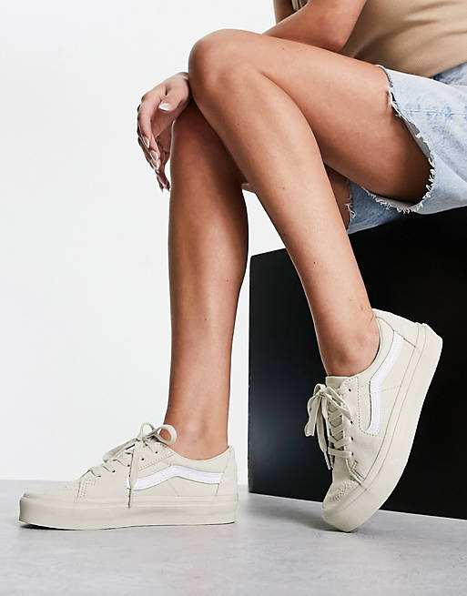 Vans SK8-Low trainers in off white and white | ASOS