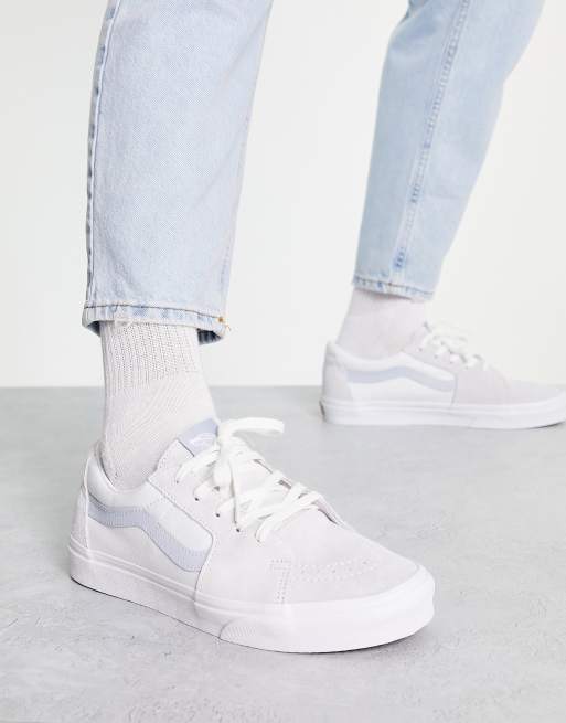 Vans SK8 Low trainers in white and light blue ASOS