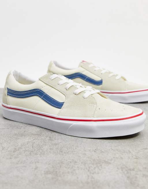 Vans SK8Low trainers in white/navy ASOS