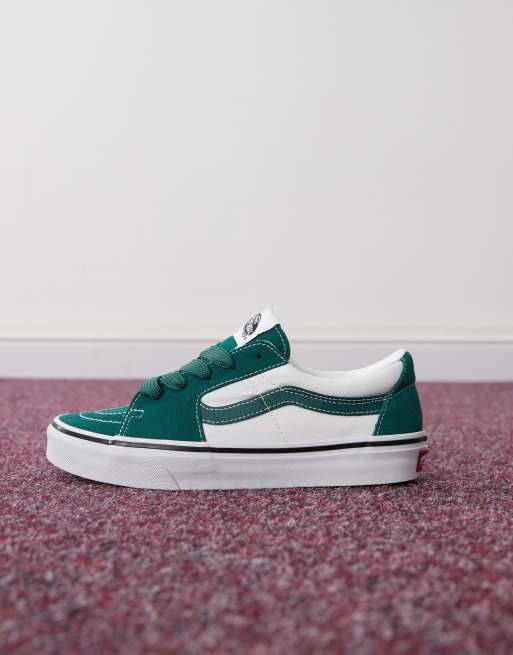 Vans SK8-Low two tone sneakers in dark green and white ASOS