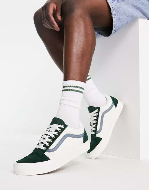 Vans – SK8-Low Varsity – Sneaker aus Canvas in Weiß und Petrol 