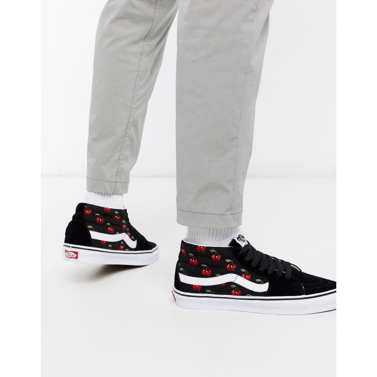 Vans SK8 Mid Cherries sneaker in black