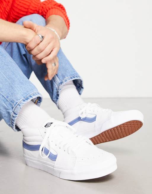 Amerikaans voetbal Tol Compatibel met Vans SK8-Mid sneakers in white with blue detail | ASOS