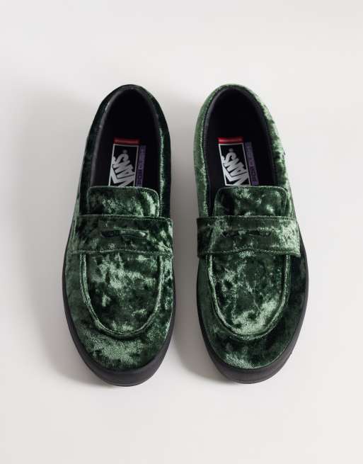 Vans Skate velvet loafer in green, 2 of 5