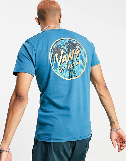 Vans Sketched Palms back print t-shirt in blue