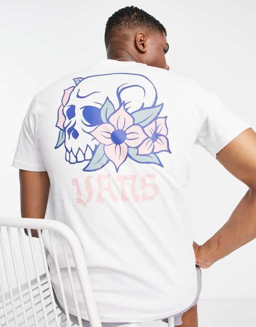 Vans skull back print t-shirt in white | ASOS