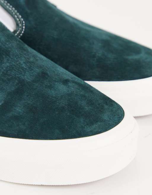 Green suede 2025 vans slip ons