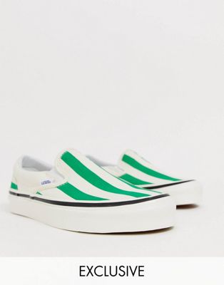 green and white striped vans