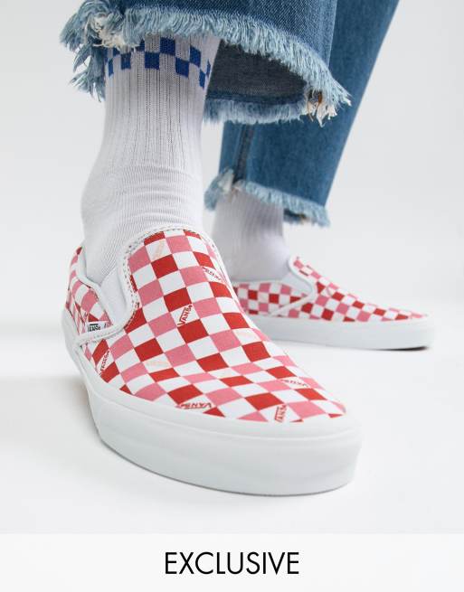 Vans slip on pink on sale checkerboard