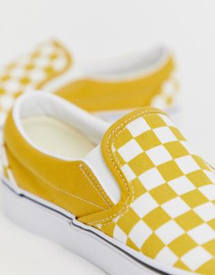 yellow checkered vans size 4