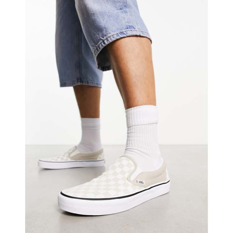 klynke konstant klokke Vans slip on checkerboard sneakers in beige | ASOS