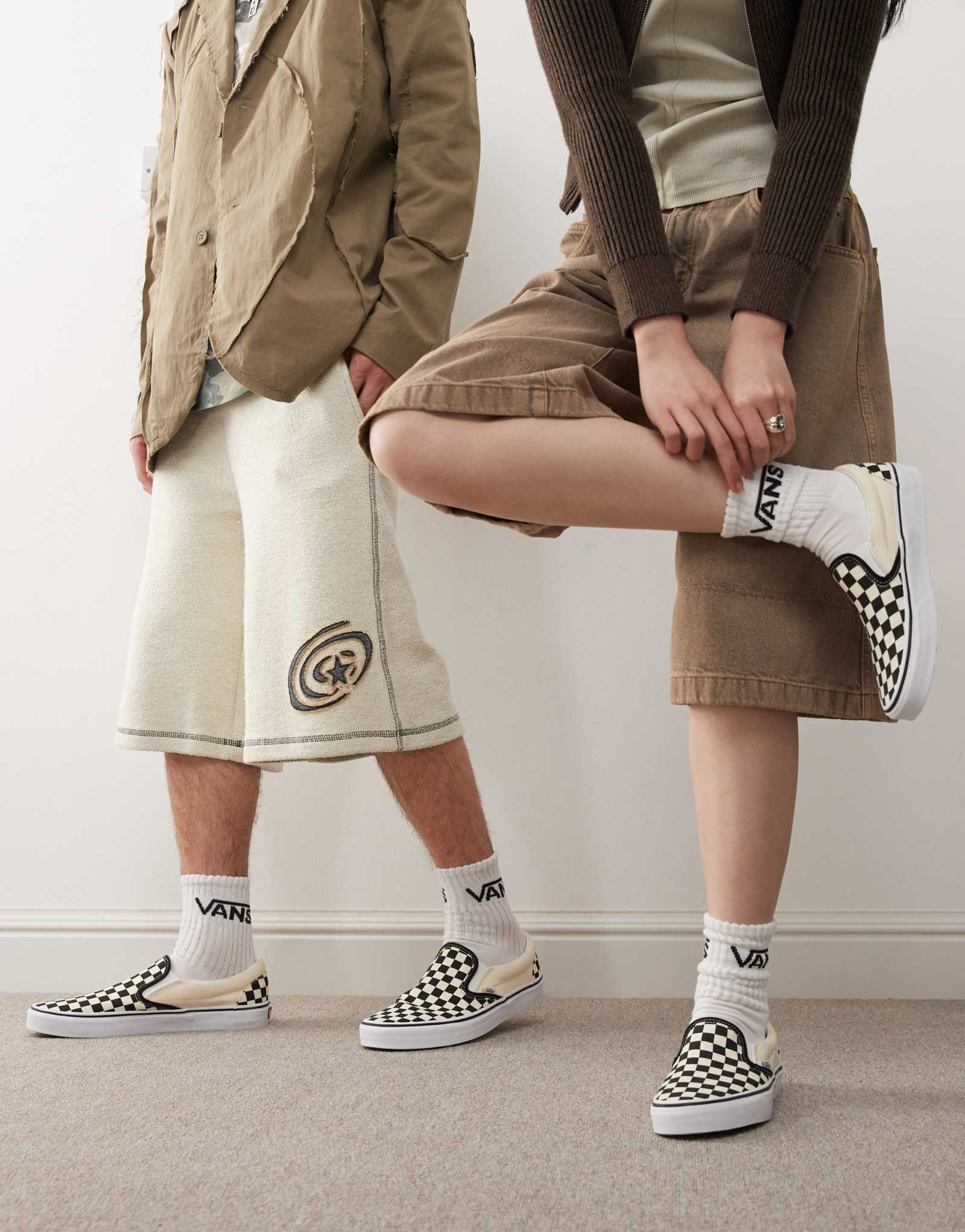 Черно-белые кеды Vans Slip-On в клетку