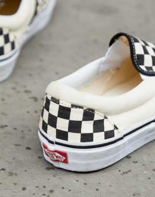 slip on vans checkerboard black