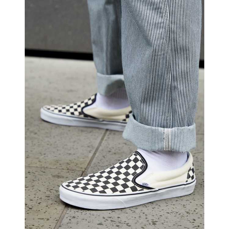 Vans Slip-On Checkerboard Sneakers in Black