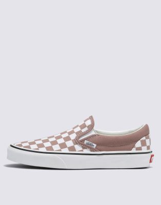 Vans Classic Slip-on Color Theory Checkerboard Sneakers In Brown