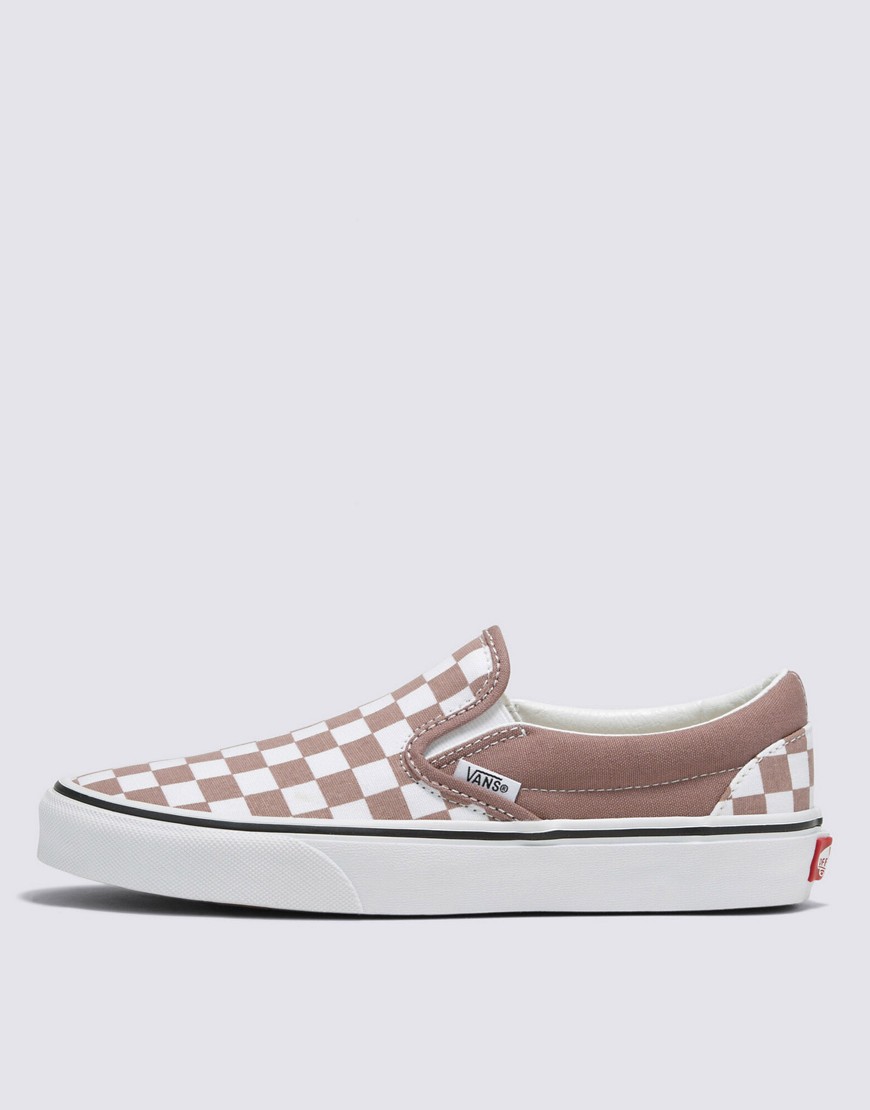 Shop Vans Slip-on Checkerboard Sneakers In Brown And White