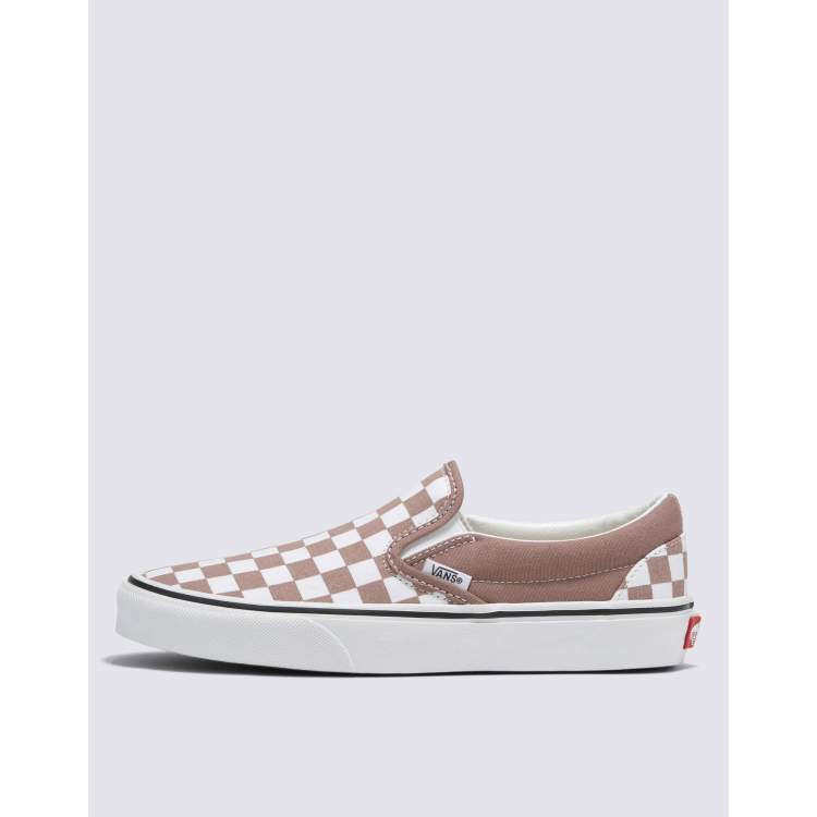 Vans Slip on checkerboard sneakers in brown and white ASOS